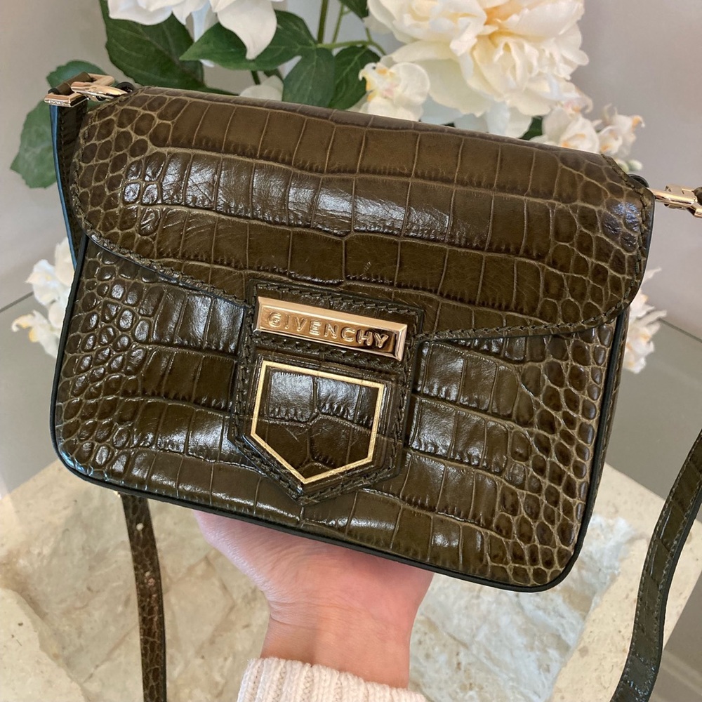 Authentic Preowned Givenchy exotic green crocodile nobile bag
